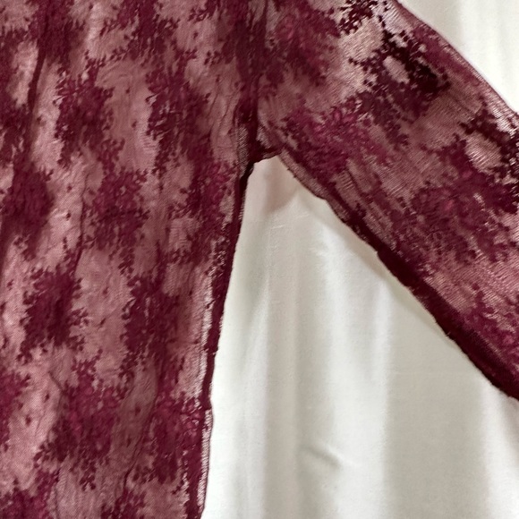 FREE PEOPLE sheer shirt in burgundy.  Medium - Picture 4 of 10